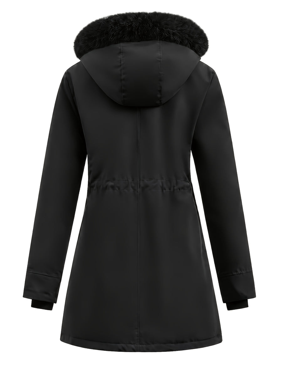 Parka Femme Grande Taille Mi-Longue à Capuche Zippée Automne Hiver - photo produit 8