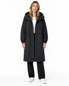 Women's Long Oversized Hooded Parka – Single-Breasted - Black