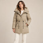 Women's Padded Parka – Hood Full Zip Mid-Length - Black