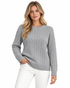 Women's Round-Neck Cable-Knit Jumper - Grey
