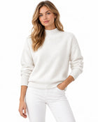 Women's Fitted Ribbed-Knit Roll-Neck Jumper - White