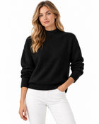 Women's Fitted Ribbed-Knit Roll-Neck Jumper - Black