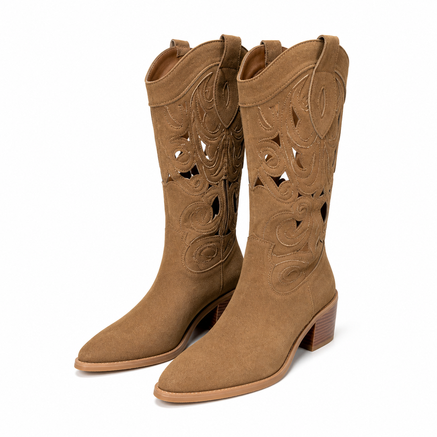 Bottes Santiags Hautes Femme à Talons Bohème Chic – photographie produit 4