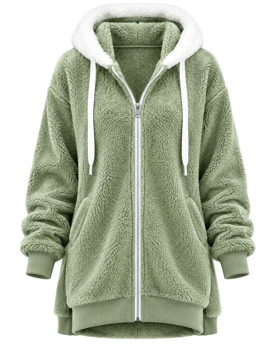 Sweat à Capuche Femme Zippé Peluche Teddy – vue produit 4