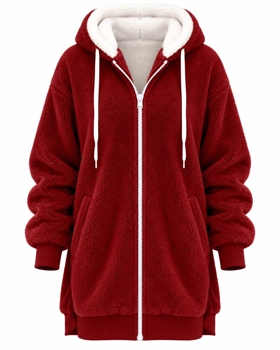 Sweat à Capuche Femme Zippé Peluche Teddy – vue produit 5