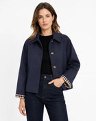 Women's Cropped Trench Coat - Blue