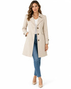 Women's Beige Trench Coat – Cropped Fitted Buttoned Slim Cut - Beige