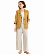Women's Cotton Linen Blazer – Tailored Jacket - Brown