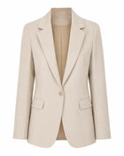 Women's Single-Button Plus-Size Blazer – Tailored Jacket - White