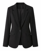 Women's Single-Button Plus-Size Blazer – Tailored Jacket - Black