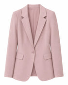 Women's Single-Button Plus-Size Blazer – Tailored Jacket - Pink
