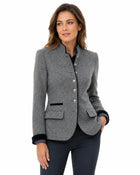 Women's Vintage-Style Buttoned Wool Blazer - Grey