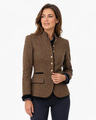 Women's Vintage-Style Buttoned Wool Blazer - Brown