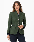 Women's Vintage-Style Buttoned Wool Blazer - Green