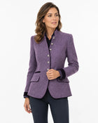 Women's Vintage-Style Buttoned Wool Blazer - Dark Purple