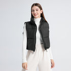 Women's Cropped Padded Sleeveless Jacket - Black