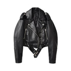 Women's Loose-Fit Leather Jacket - Black