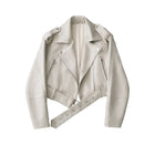 Women's Loose-Fit Leather Jacket - Off-White