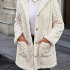 Women's Plus-Size Mid-Length Buttoned Hooded Coat - Apricot