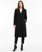 Women's Long V-Neck Trench Coat - Black