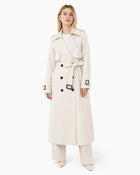 Women's Long Belted Trench Coat - Cream White