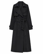Women's Long Belted Trench Coat - Black