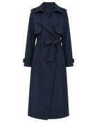Women's Long Belted Trench Coat - Navy
