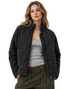 Women's Quilted Jacket – High Collar Patch Pockets - Black