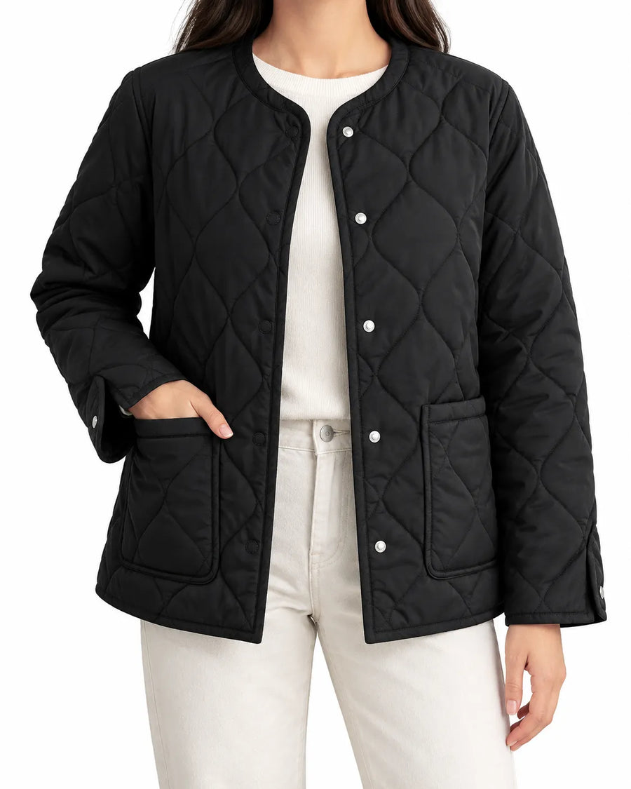 Veste Matelassée Femme Col Rond Motif Losange
