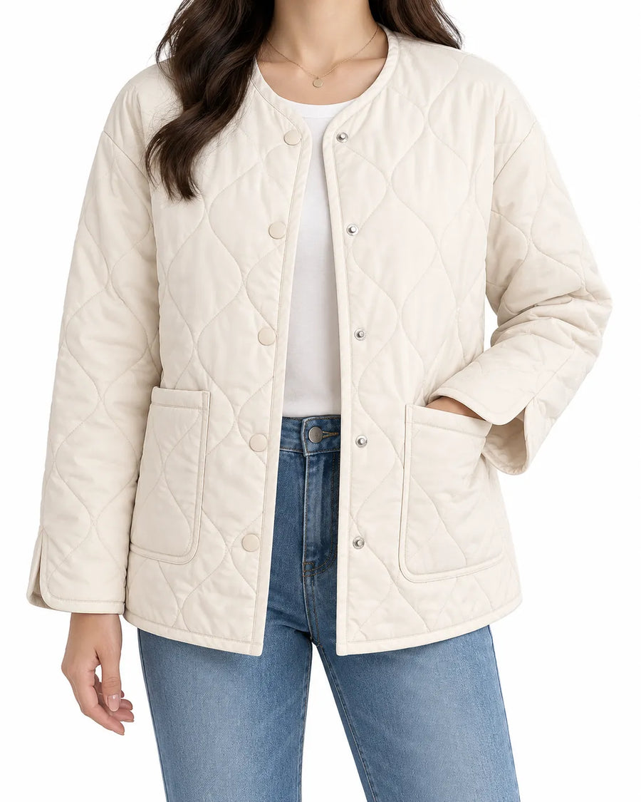 Veste Matelassée Femme Col Rond Motif Losange