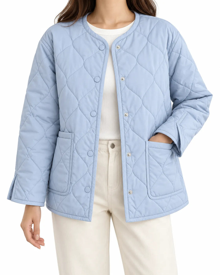 Veste Matelassée Femme Col Rond Motif Losange