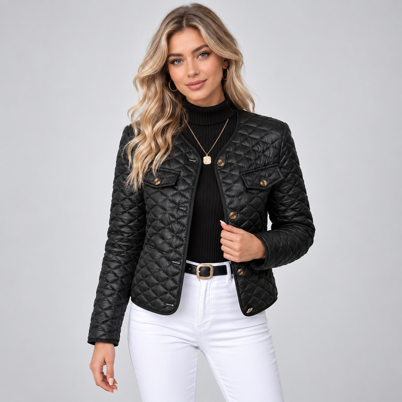 Veste Matelassée Femme Noir - vue de face