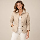 Women's Quilted Jacket – Turn-Down Collar Button Fastening - Brown