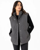 Women's Buttoned Sleeveless Jacket - Grey