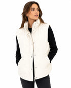 Women's Buttoned Sleeveless Jacket - White