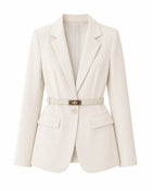 Women's Belted Tailored Blazer Jacket - Beige