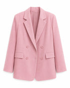 Women's Double-Breasted Tailored Blazer - Pink