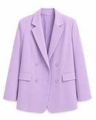 Women's Double-Breasted Tailored Blazer - Purple