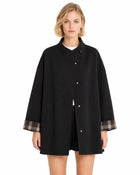 Women's Oversized Button-Up Trench Coat - Black